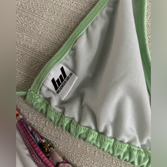 Vintage VS Zipper Bikini Bottom Surf Board Print Breakwater Top Swimsuit M & L - Picture 16 of 16